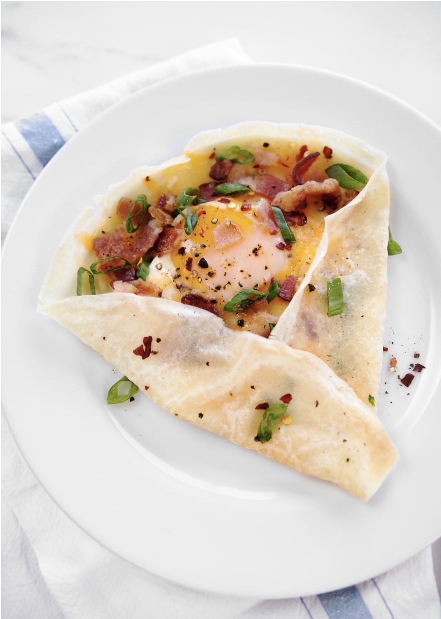 Savory Crepes with Eggs and Bacon - The Carrot Seed Kitchen Co